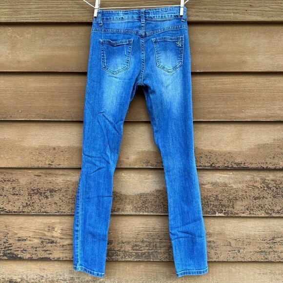 VIP Jeans Skinny Distressed Blue Stretch - Picture 7 of 12